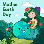 地球日画地球女孩插画