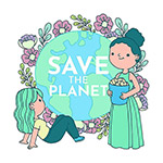 卡通女孩关爱地球环保