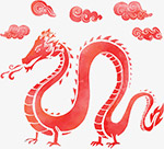 红色手绘中国龙