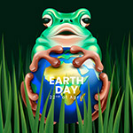 世界地球日卡通青蛙