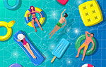 夏日泳池风景插画