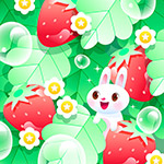 小白兔与草莓矢量插画