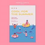 夏季泳池插画海报