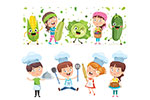 卡通儿童与蔬果