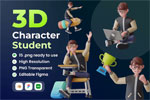 学生学校元素3D插画