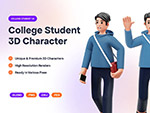 大学生3D人物插画
