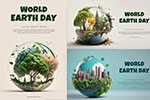 立体地球环保海报