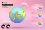 世界环球旅行3D插画