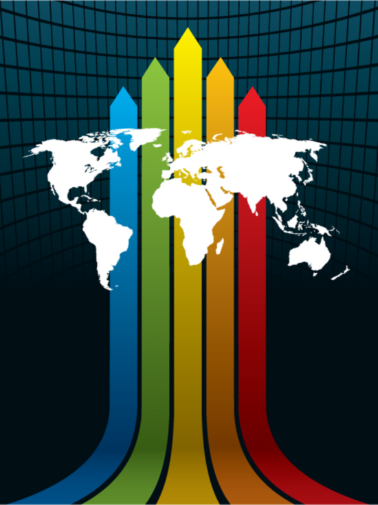 彩虹线条世界地图