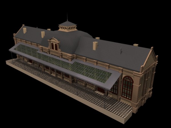 3D火车站模型