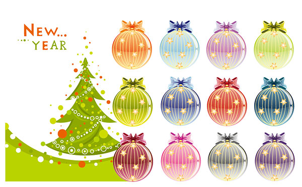 圣诞树和装饰球