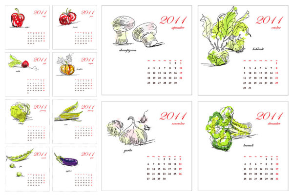 手绘蔬菜日历