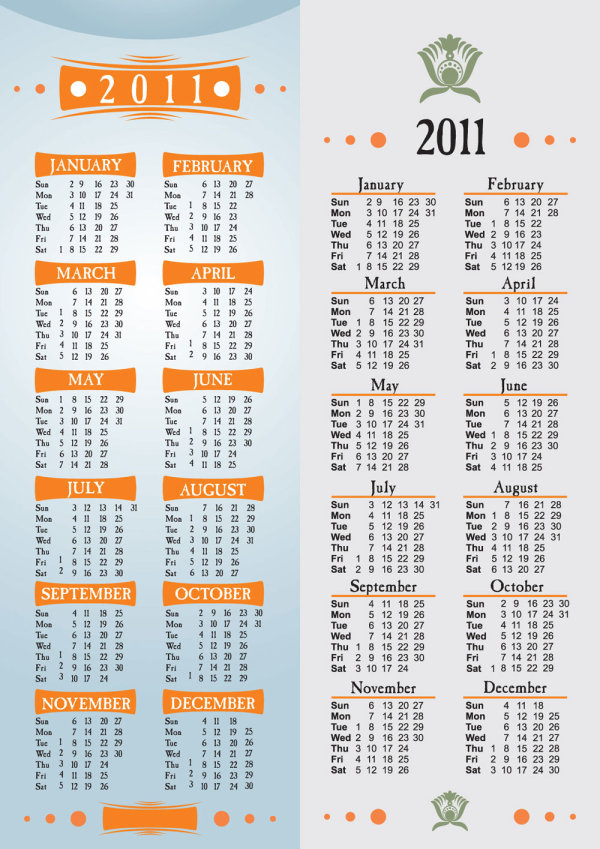 简洁的2011年日历