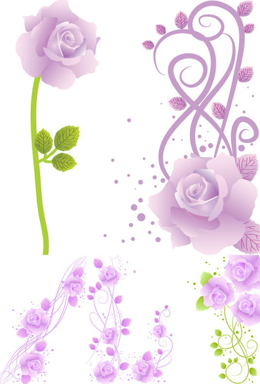 唯美紫玫瑰矢量