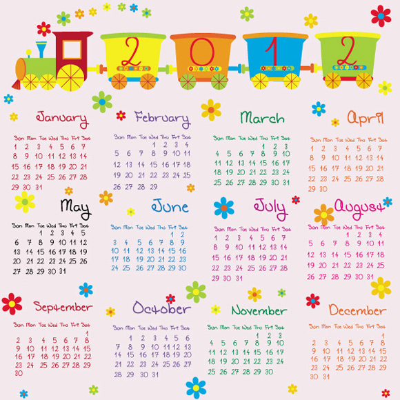 可爱2012年日历