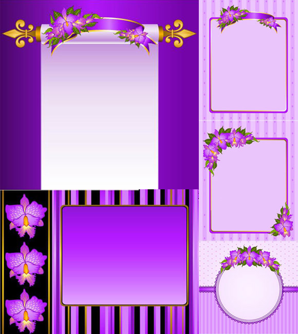 紫色鲜花装饰框