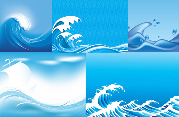 蓝色海面波浪背景