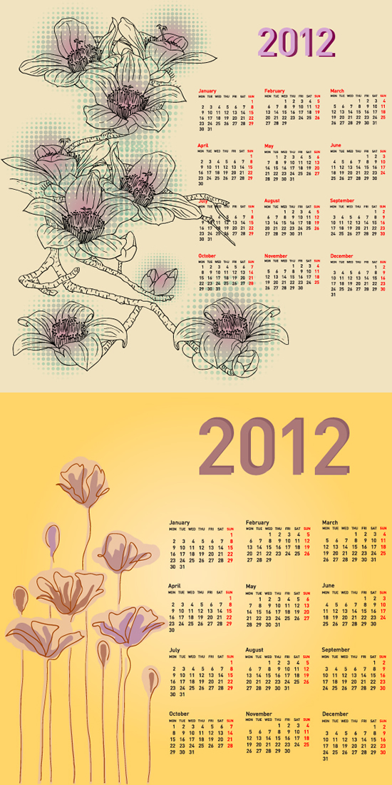 花卉线稿2012年历