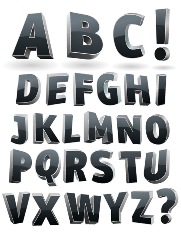 矢量艺术字所需点数: 0 点 关键词: 立体效果字母字体,设计,多样,英文