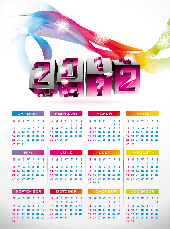 2012方块字日历