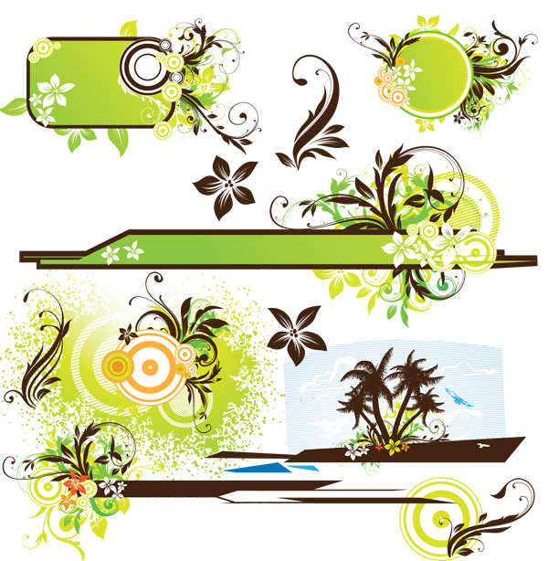 绿色植物花纹背景