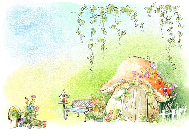 蘑菇小屋童话风景