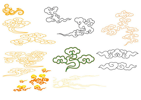 点 关键词: 传统中式祥云花纹psd,云朵纹样,线描花纹,中国元素,古典