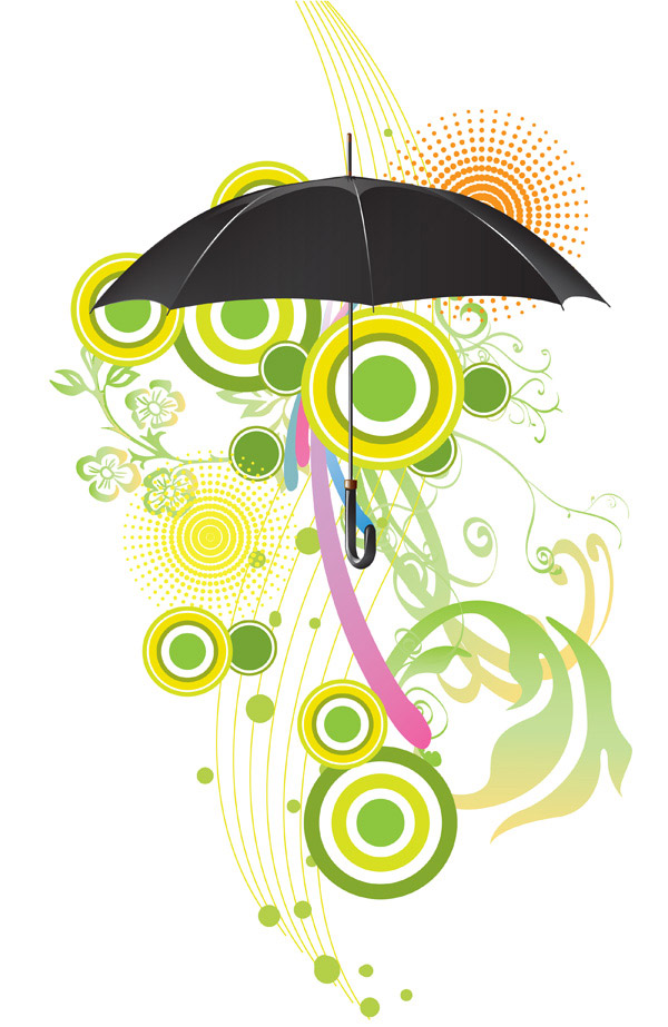 雨伞与时尚图案