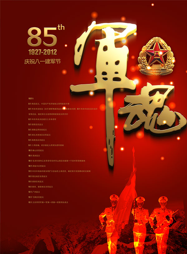0 点 关键词: 八一建军节军魂,八一,八一建军节,部队海报,雕塑,红军