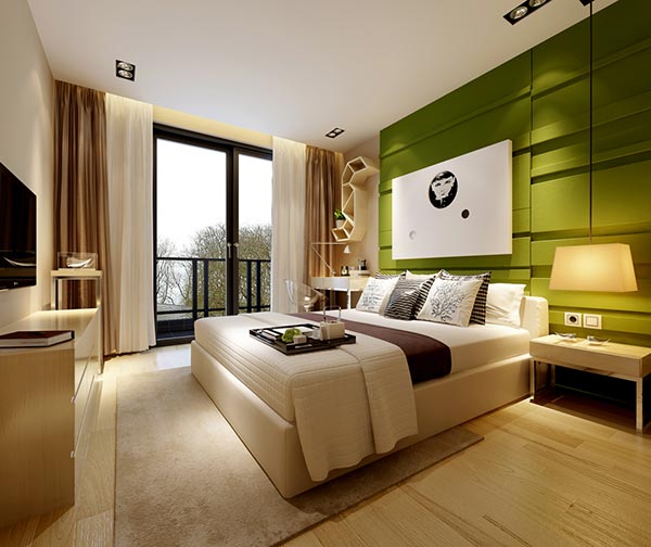 绿色清新卧室模型
