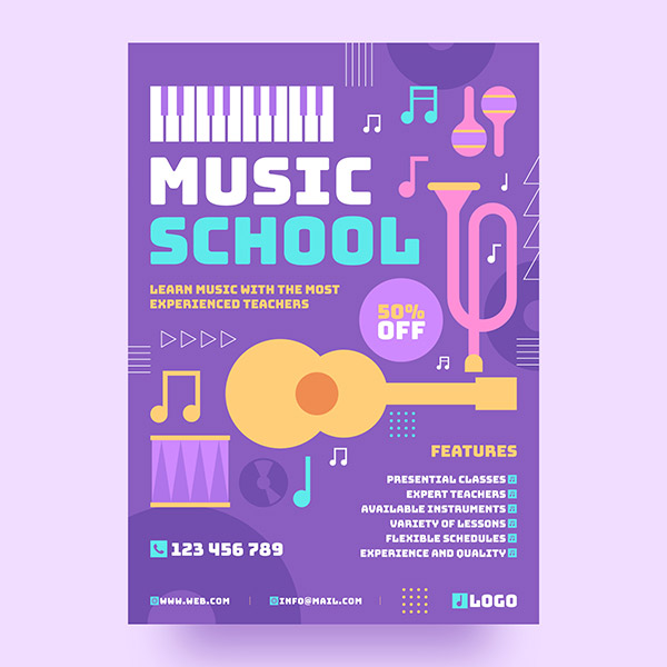 音乐学校抽象海报矢量图片