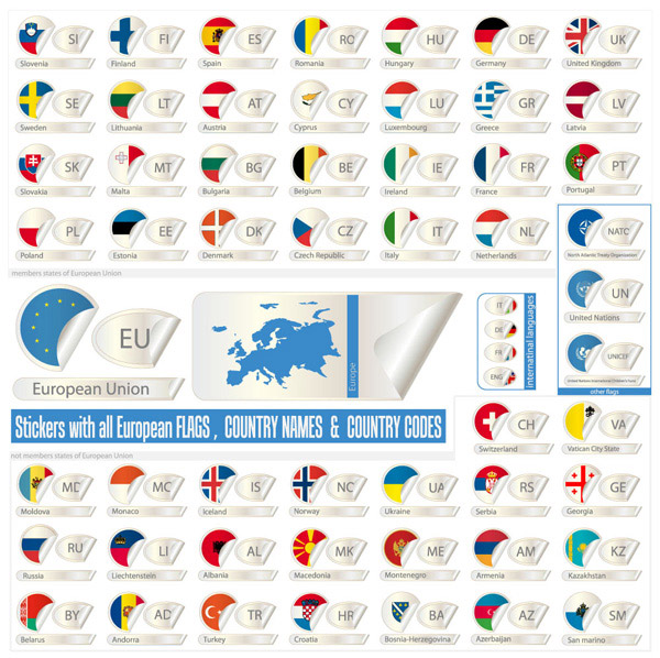 欧洲国家国旗标签