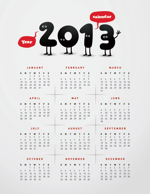 素材分类: 年历日历矢量所需点数: 0 点 关键词: 可爱卡通简约2013