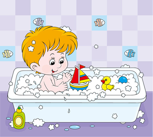 洗澡的小男孩