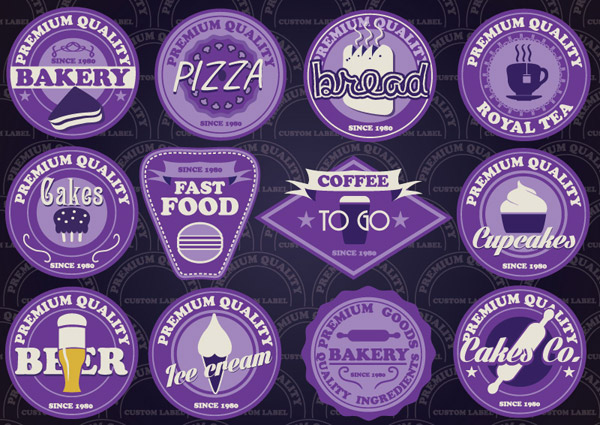 紫色快餐食品标签