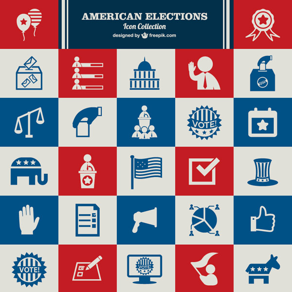 美国选举元素图标