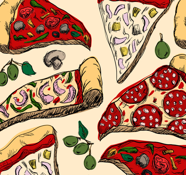 彩绘美味披萨背景