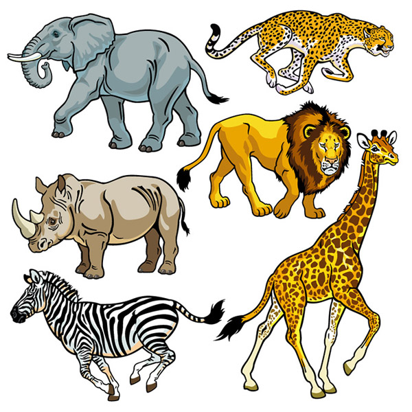 手绘非洲野生动物