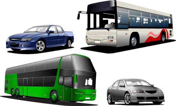 交通工具设计矢量素材,公共巴士,长途汽车,私家车,轿车,交通工具