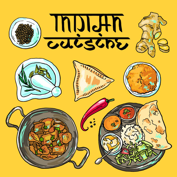 印度料理插画