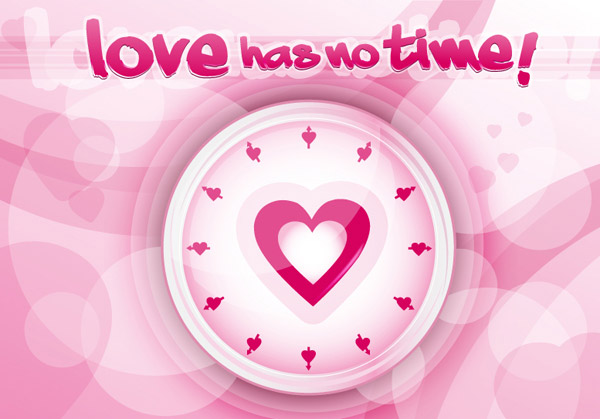 粉色爱心钟表