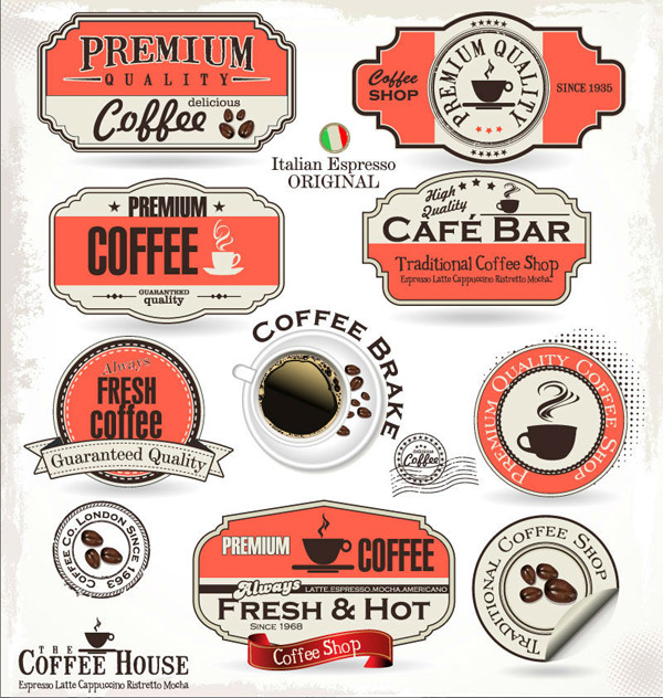 咖啡标签与贴纸