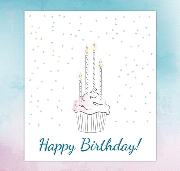 生日纸杯蛋糕贺卡