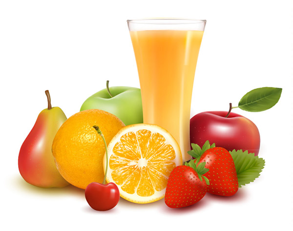 水果和橙汁矢量