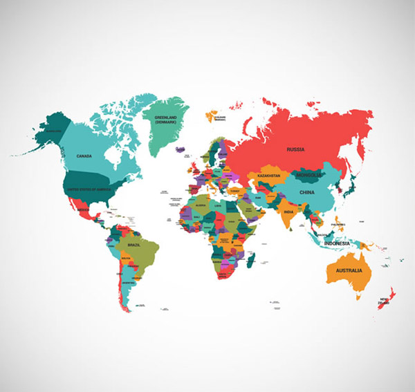 彩色世界地图矢量素材下载图片