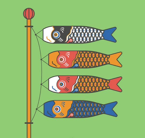 日本鲤鱼旗矢量