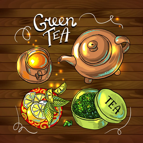 美味绿茶插画