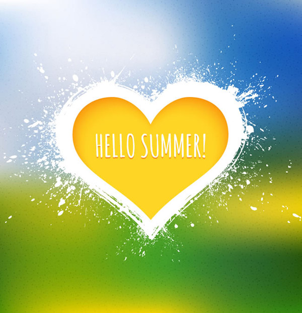 你好夏天黄色爱心