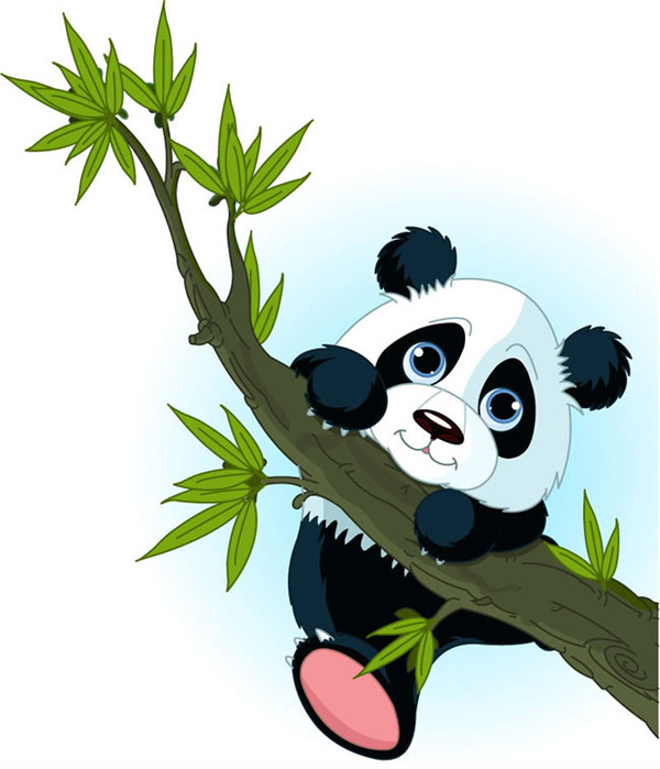 爬树枝的熊猫