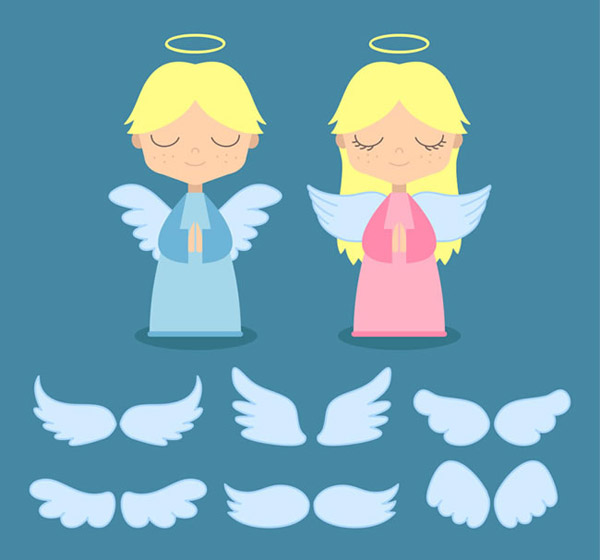 天使和翅膀矢量